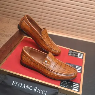 Stefano Ricci क्रोकोडाइल एम्बॉस्ड टैन लोफर्स