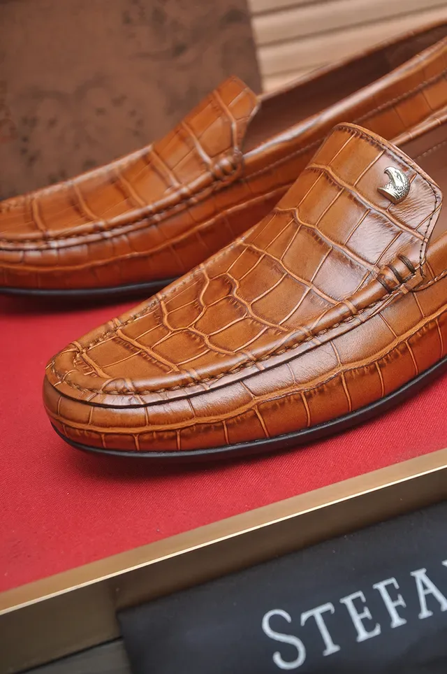 Stefano Ricci Crocodile-Embossed Tan Loafers 2