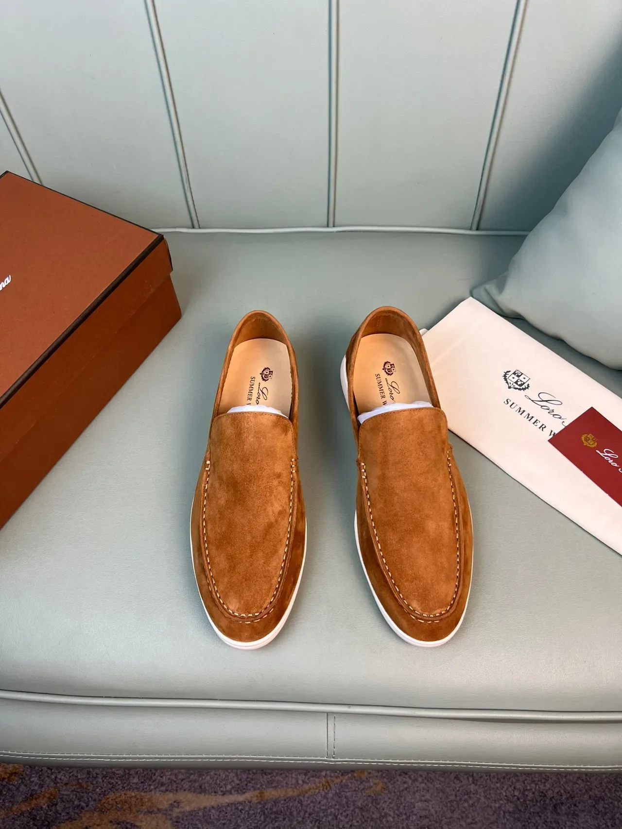 Tan Suede Moc-Toe Slip-On Loafers 3