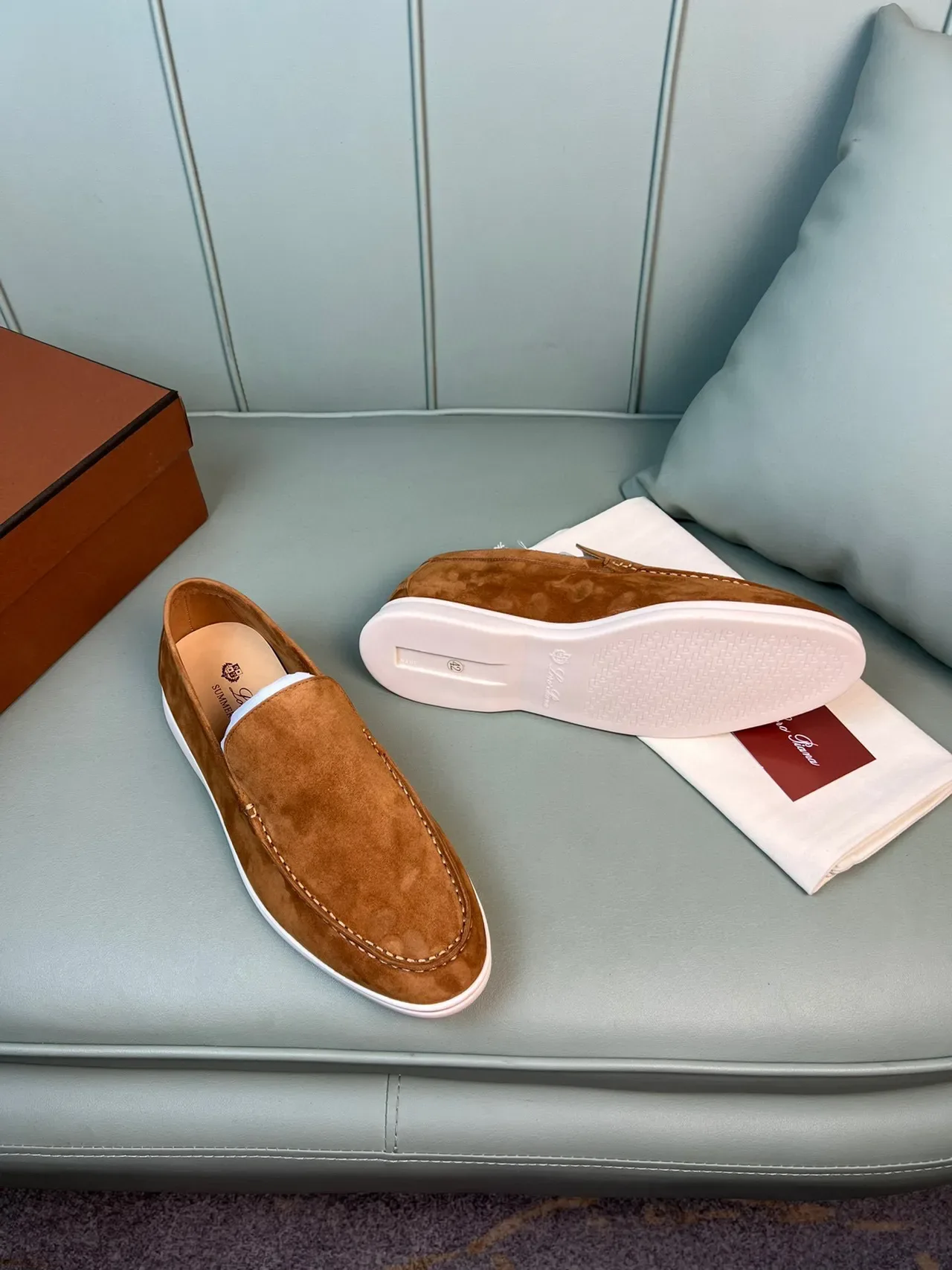 Tan Suede Moc-Toe Slip-On Loafers 8
