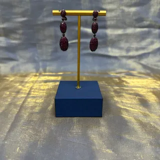Three-Tier Oval Pavé Gemstone Drop Earrings