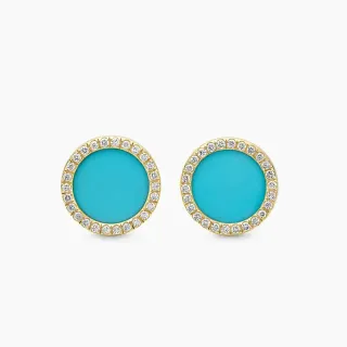 Turquoise and Diamond Halo Stud Earrings