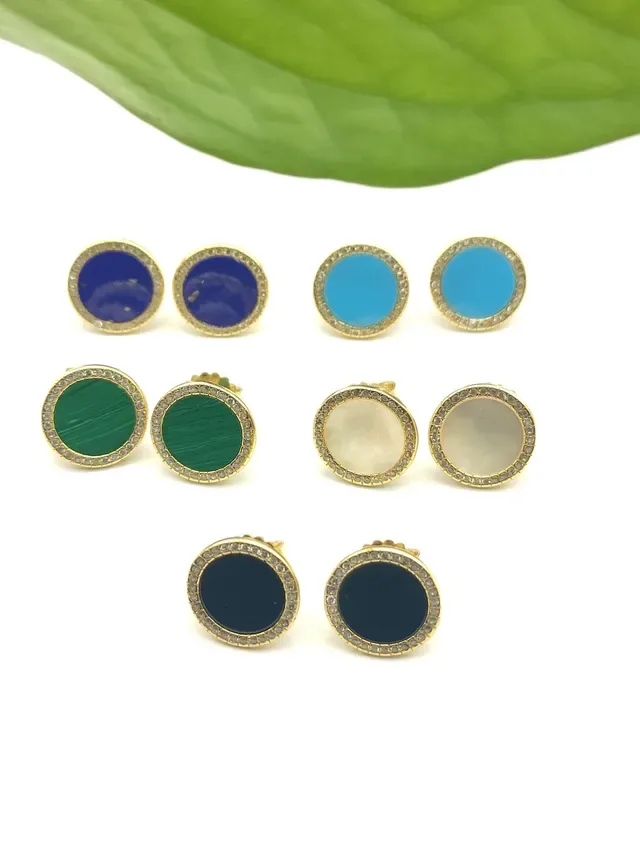 Turquoise and Diamond Halo Stud Earrings 2