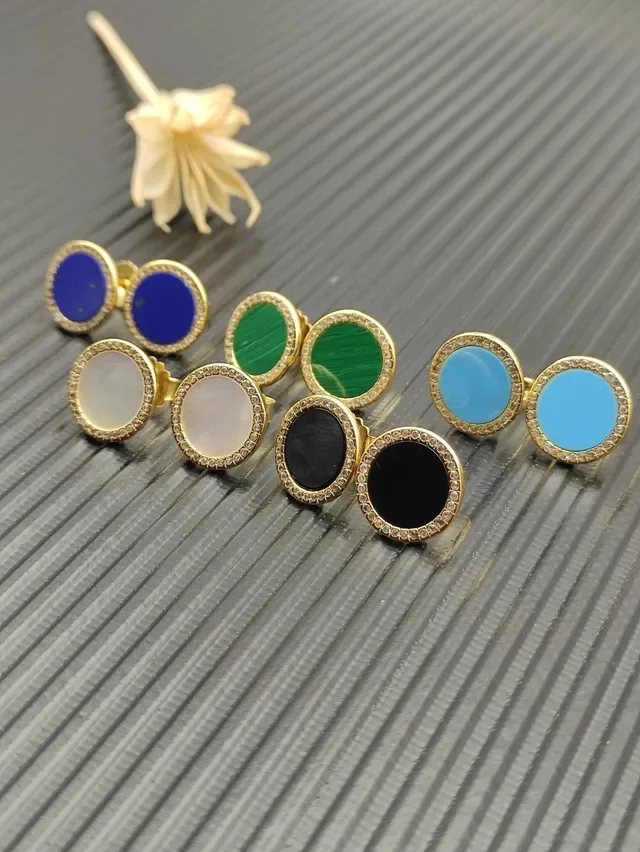 Turquoise and Diamond Halo Stud Earrings 3