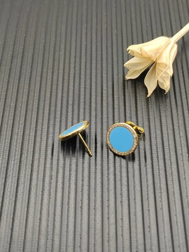Turquoise and Diamond Halo Stud Earrings 6