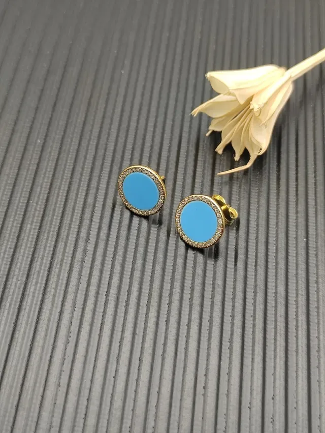 Turquoise and Diamond Halo Stud Earrings 7
