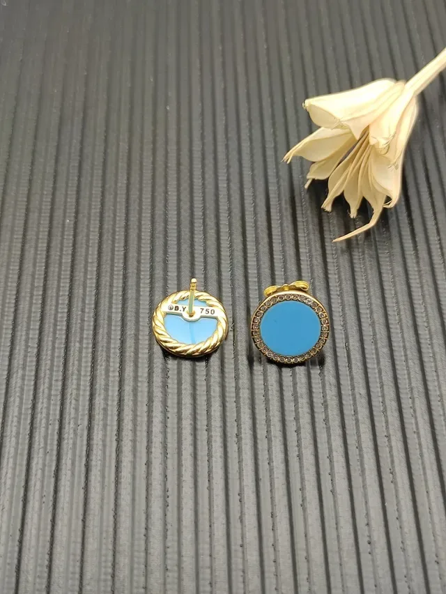 Turquoise and Diamond Halo Stud Earrings 8