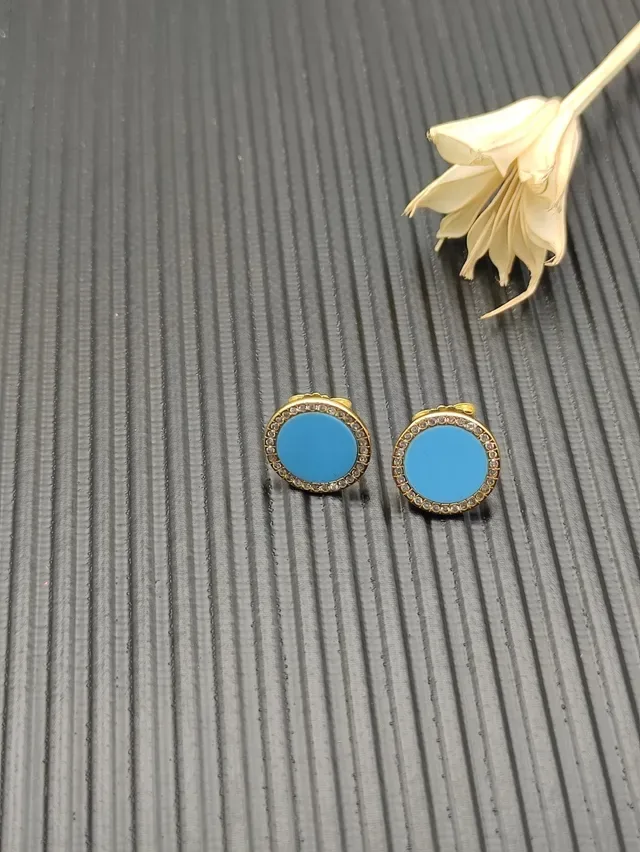 Turquoise and Diamond Halo Stud Earrings 9