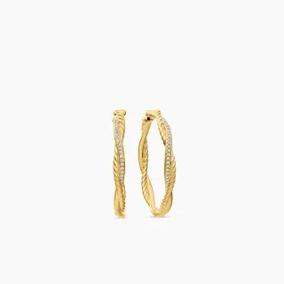 Twisted Rope Pavé Hoop Earrings