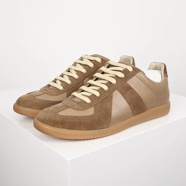 Two-Tone Brown Suede and Leather Panelled Low-Top Lifestyle Sneaker 2
