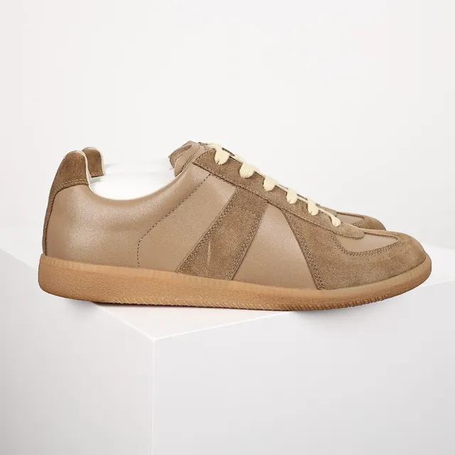 Two-Tone Brown Suede and Leather Panelled Low-Top Lifestyle Sneaker 3