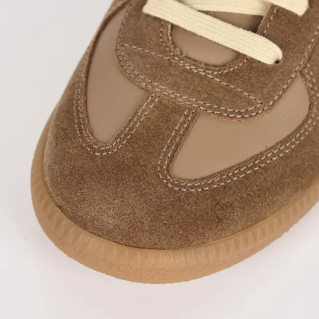 Two-Tone Brown Suede and Leather Panelled Low-Top Lifestyle Sneaker 5
