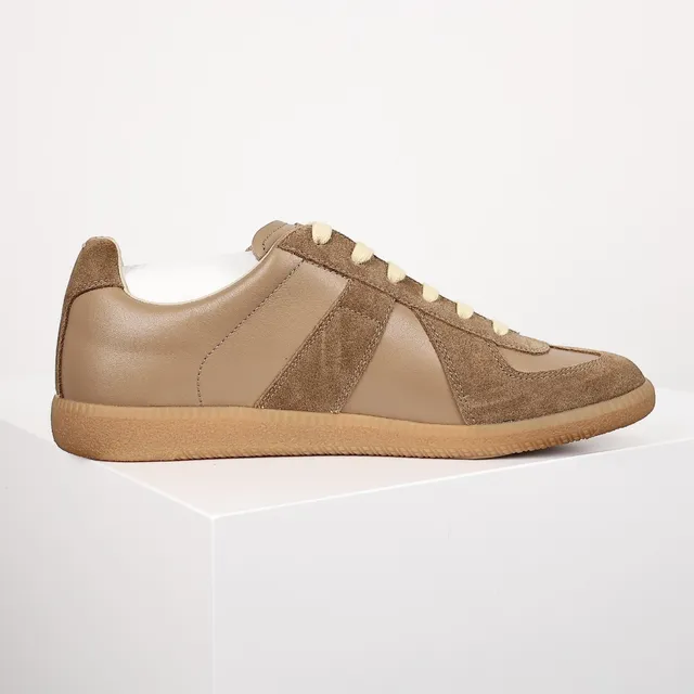 Two-Tone Brown Suede and Leather Panelled Low-Top Lifestyle Sneaker 7