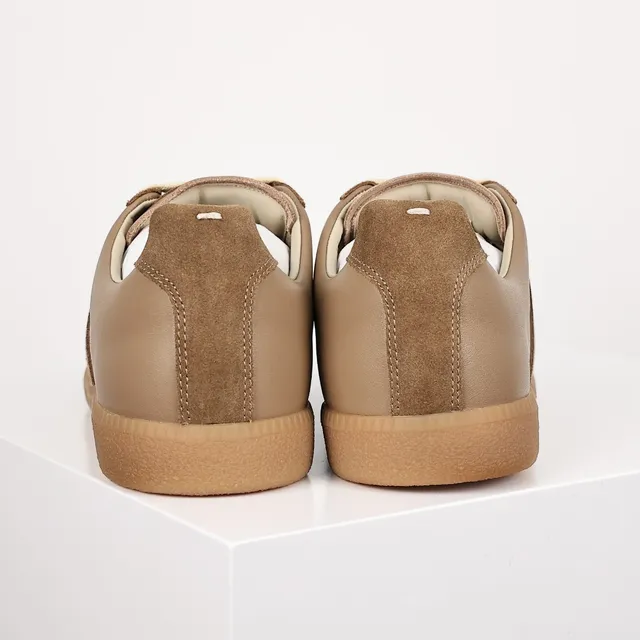 Two-Tone Brown Suede and Leather Panelled Low-Top Lifestyle Sneaker 8