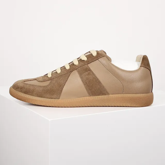 Two-Tone Brown Suede and Leather Panelled Low-Top Lifestyle Sneaker 9