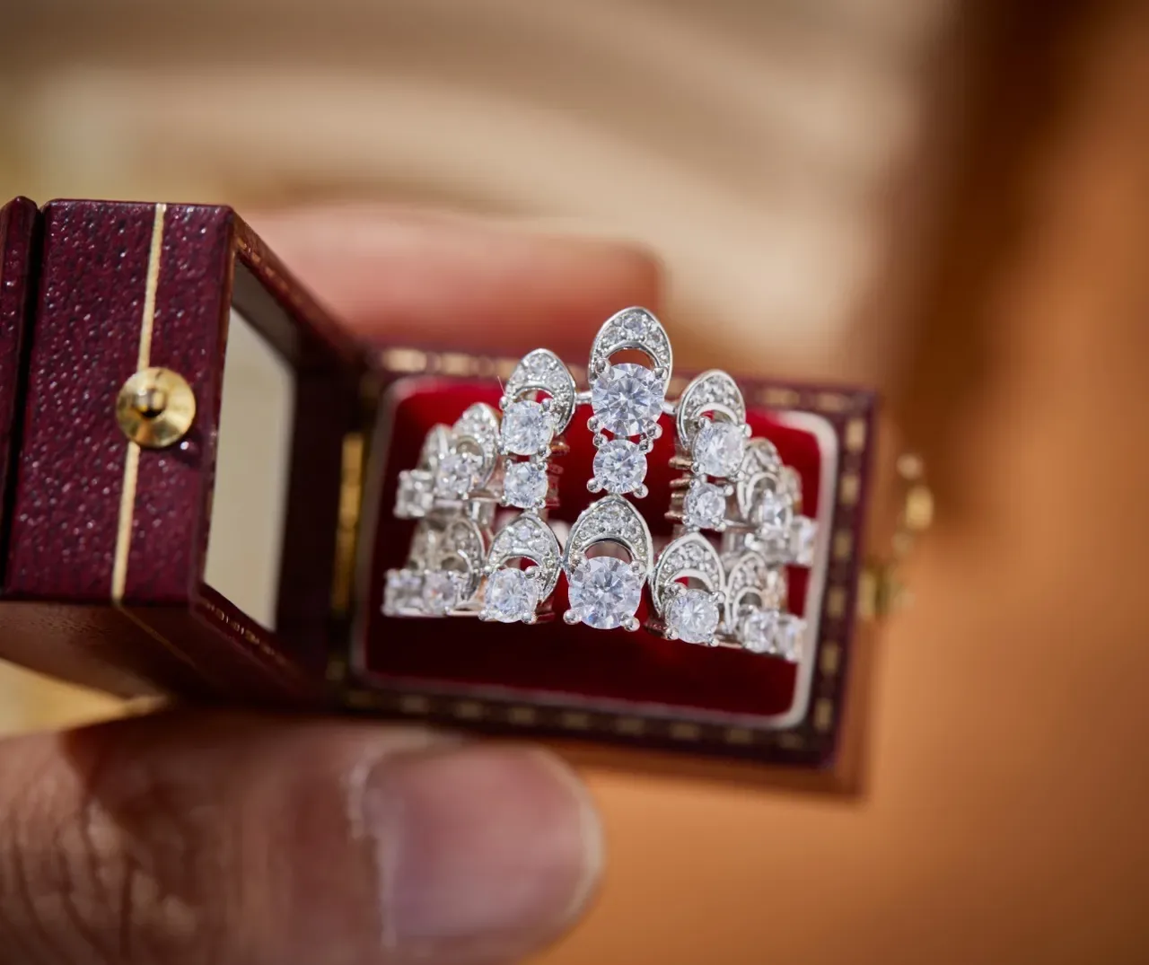 Two-Tone Floral Cluster Diamond Ring 7