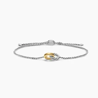 Bracelete de corrente box ajustável com pingente de nó de dois tons