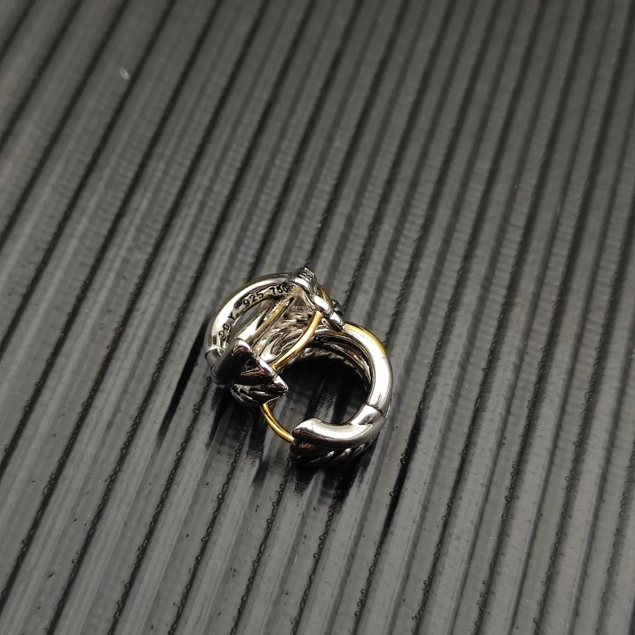 Two-Tone Twisted Rope Pavé Hoop Earrings 2