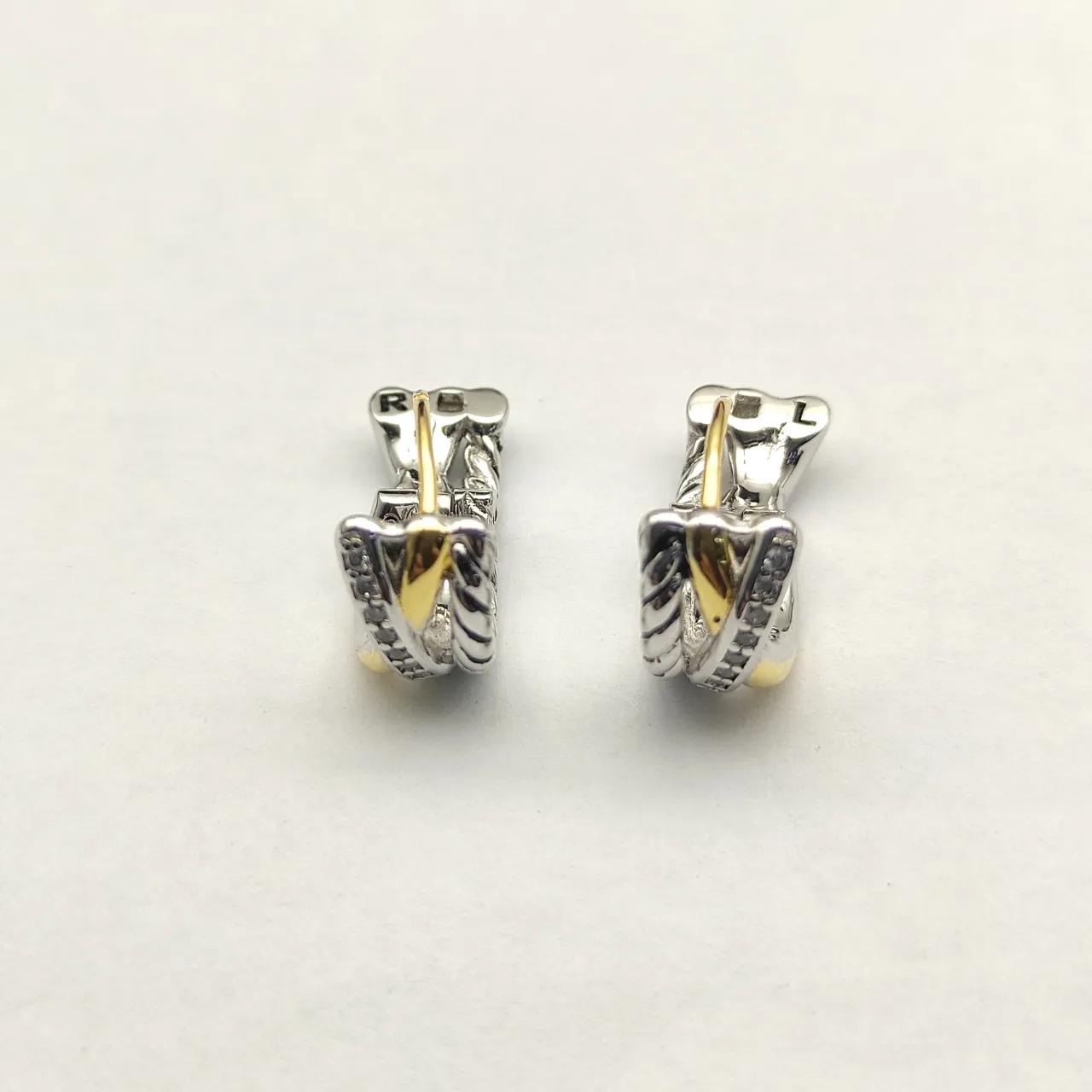 Two-Tone Twisted Rope Pavé Hoop Earrings 5