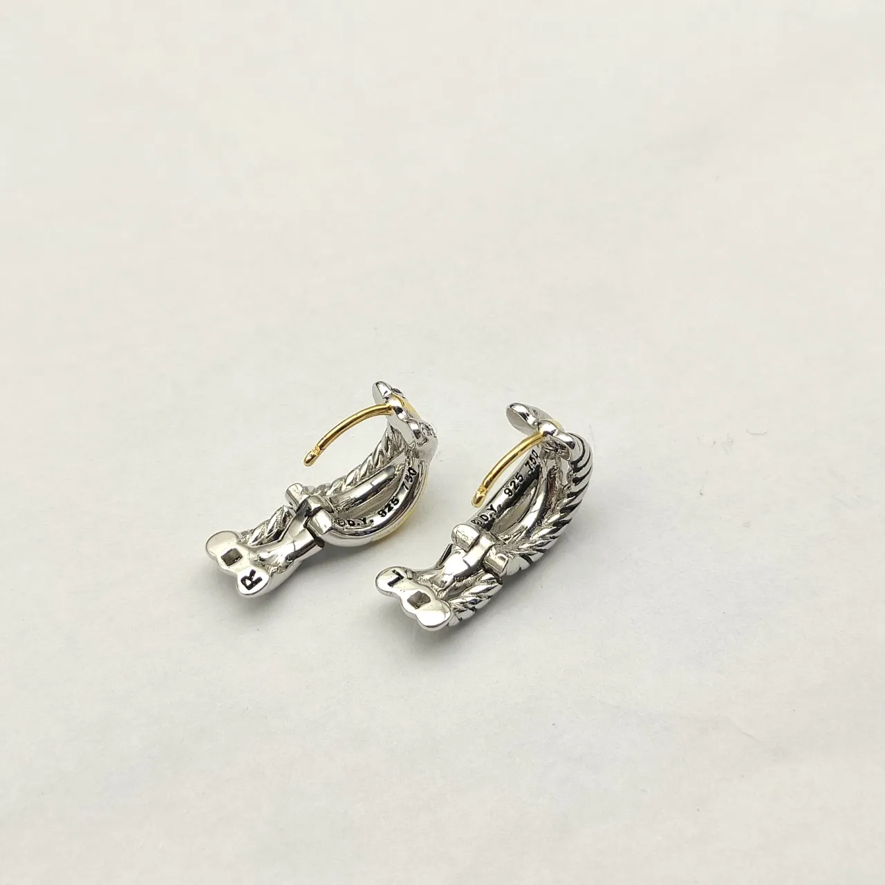 Two-Tone Twisted Rope Pavé Hoop Earrings 6