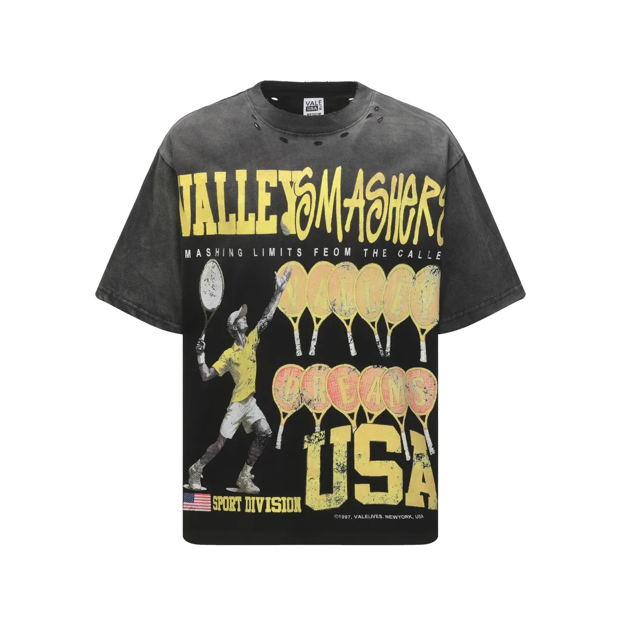 Vale Valley Smashers Distressed Black Graphic T-Shirt 3