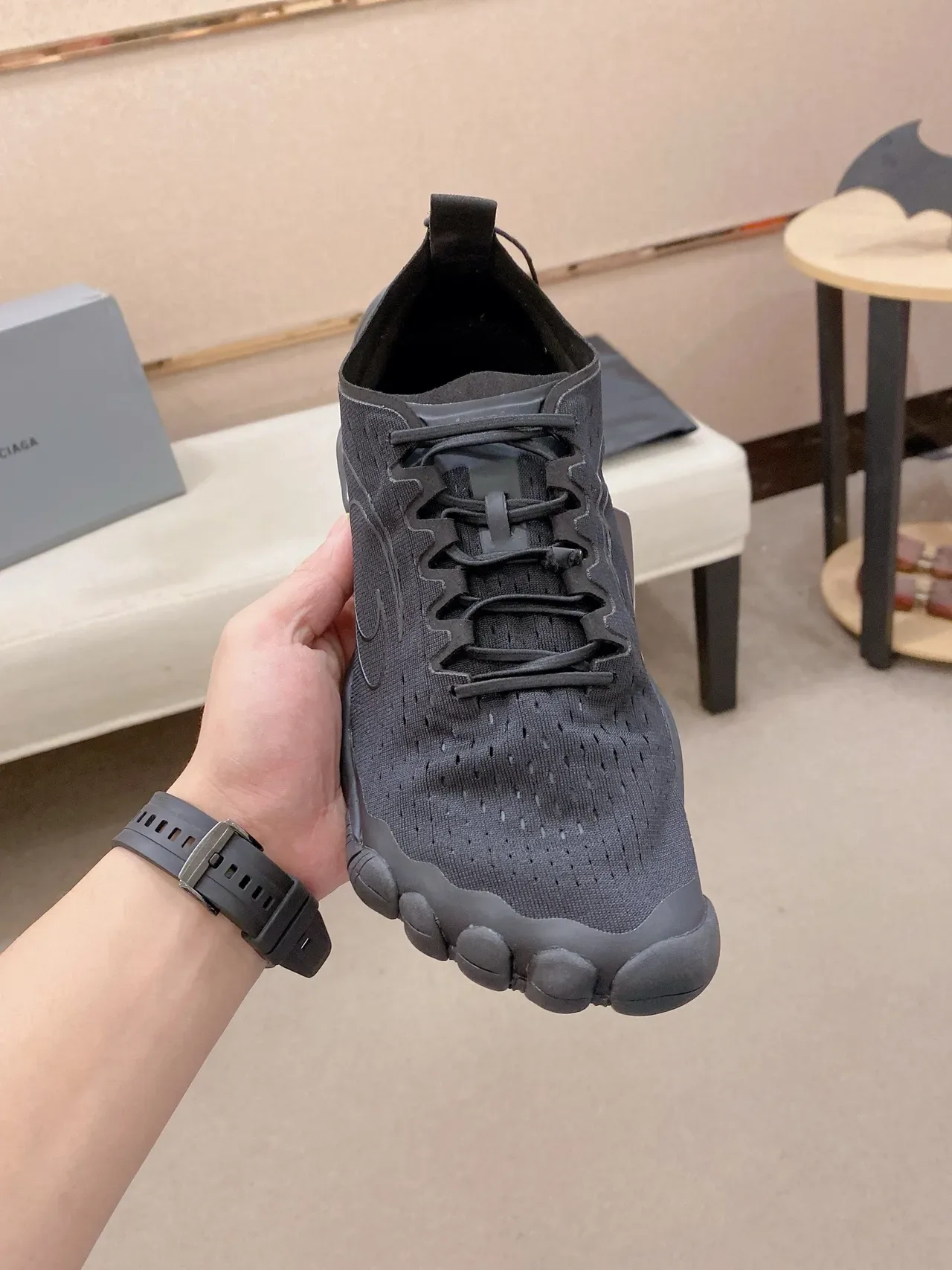 Vibram Black Knit Upper Five-Finger Sole Lifestyle Sneakers 2
