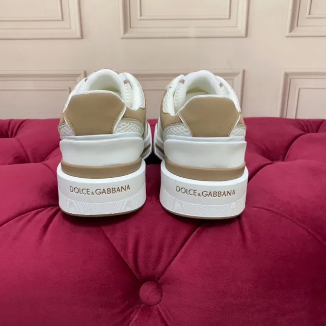 White and Beige Mesh-Paneled Lifestyle Sneaker 2