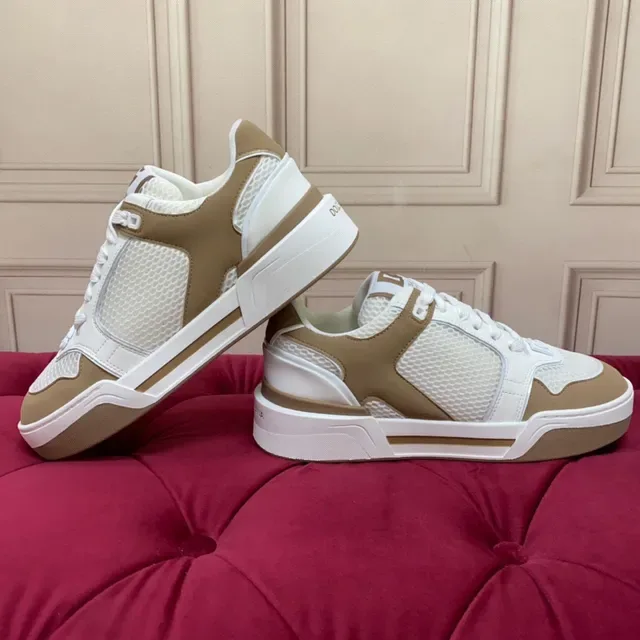 White and Beige Mesh-Paneled Lifestyle Sneaker 4