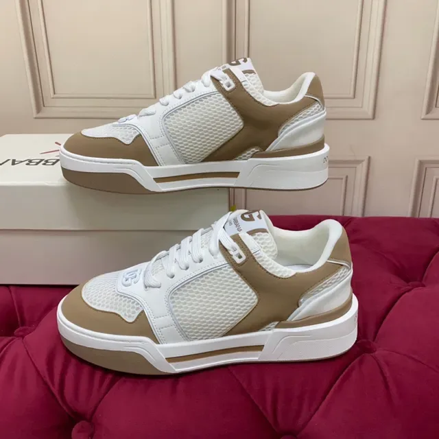 White and Beige Mesh-Paneled Lifestyle Sneaker 6