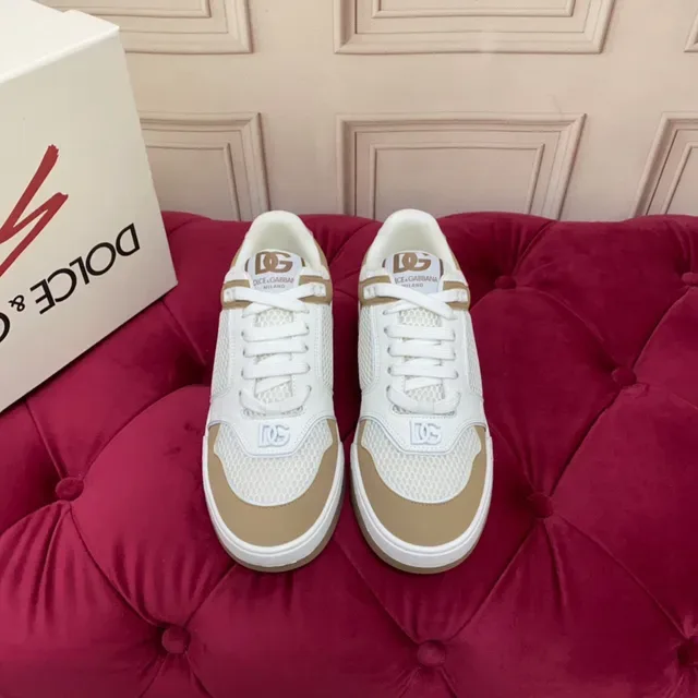 White and Beige Mesh-Paneled Lifestyle Sneaker 8