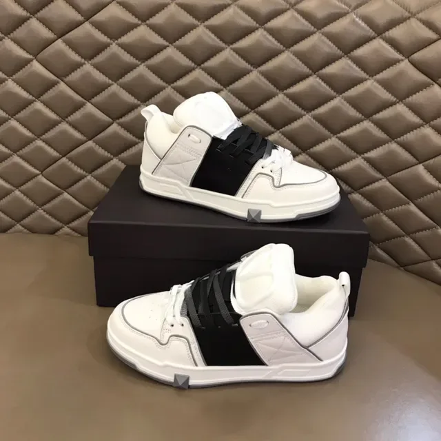 White and Black Layered Synthetic Lifestyle Sneaker 4