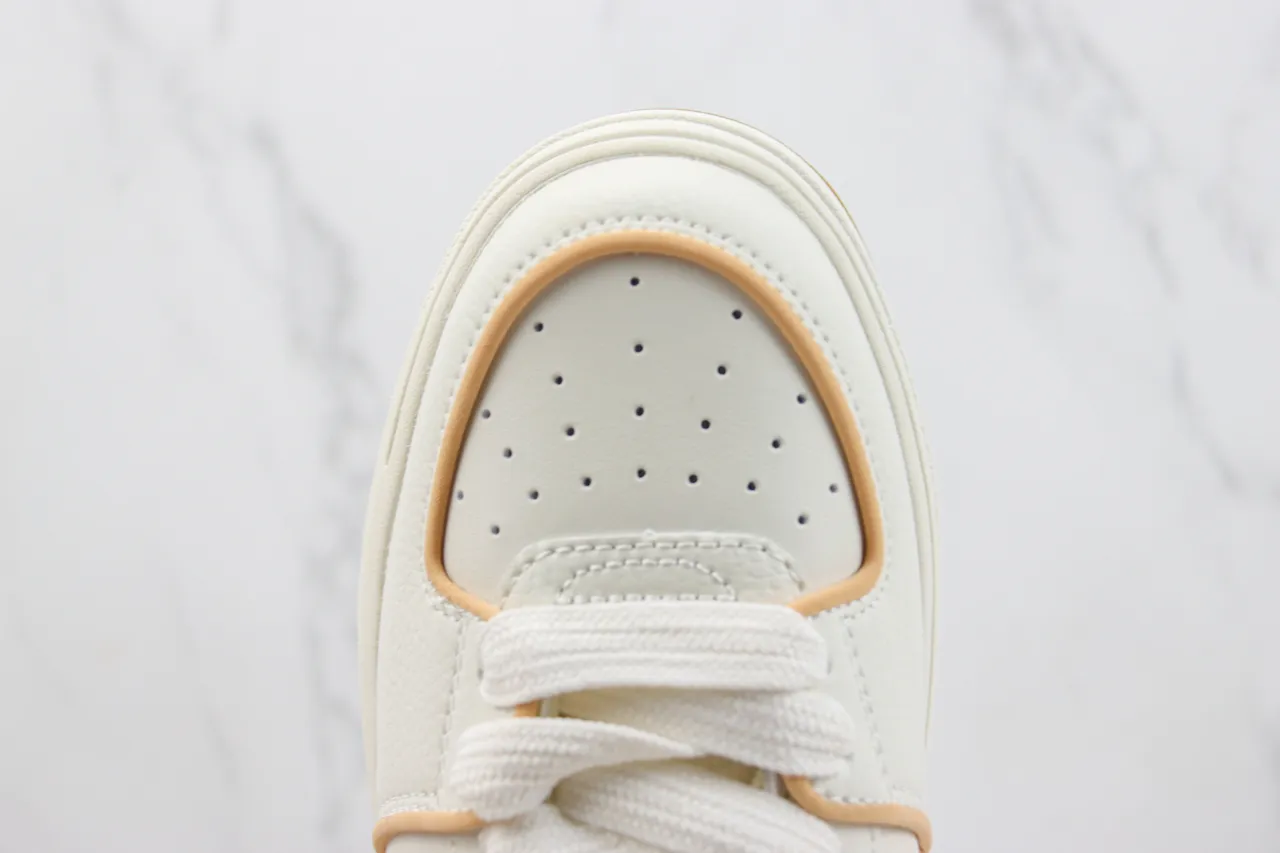 White and Gold Monogram Platform Chunky Sneakers 6