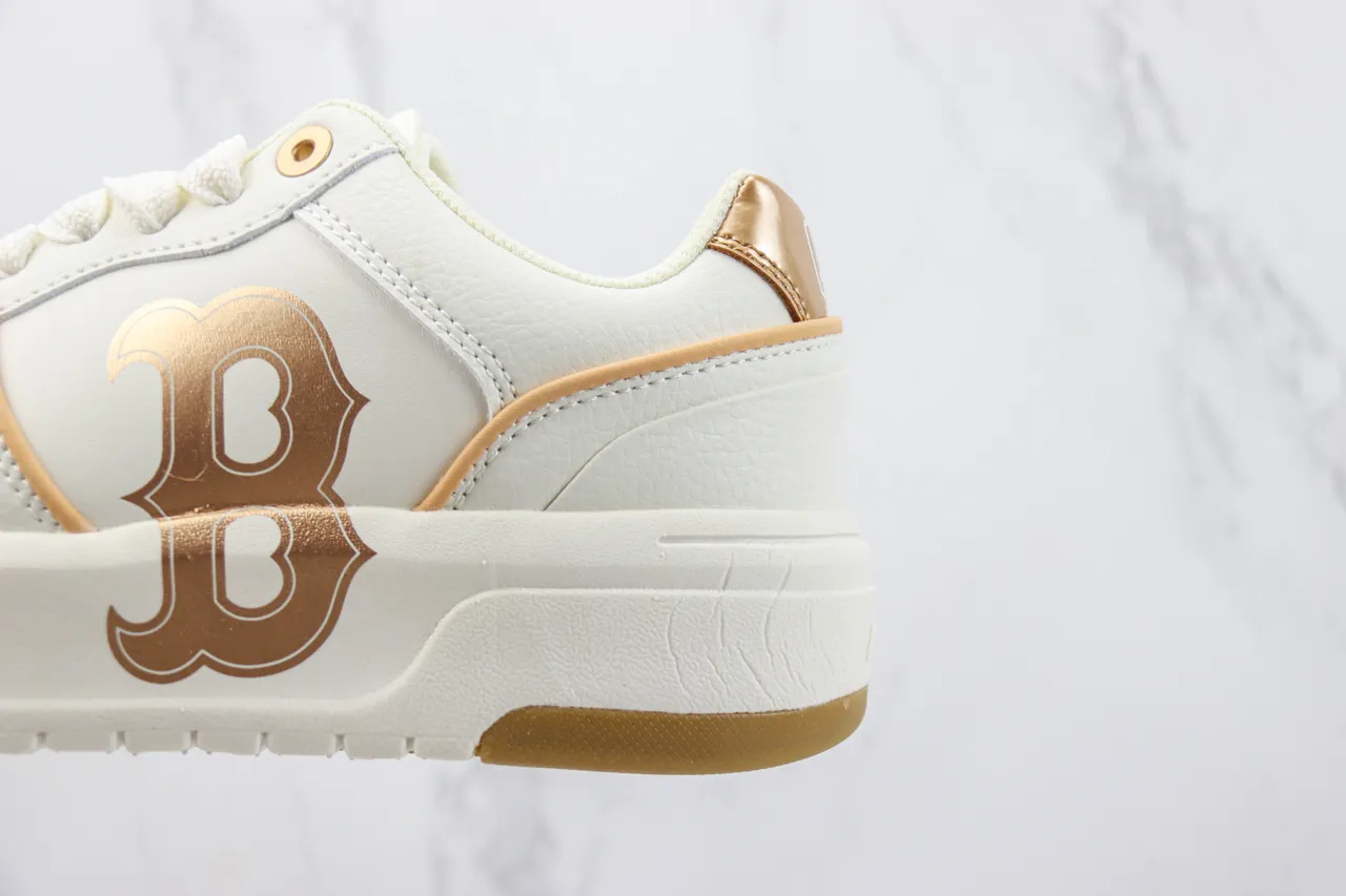 White and Gold Monogram Platform Chunky Sneakers 7