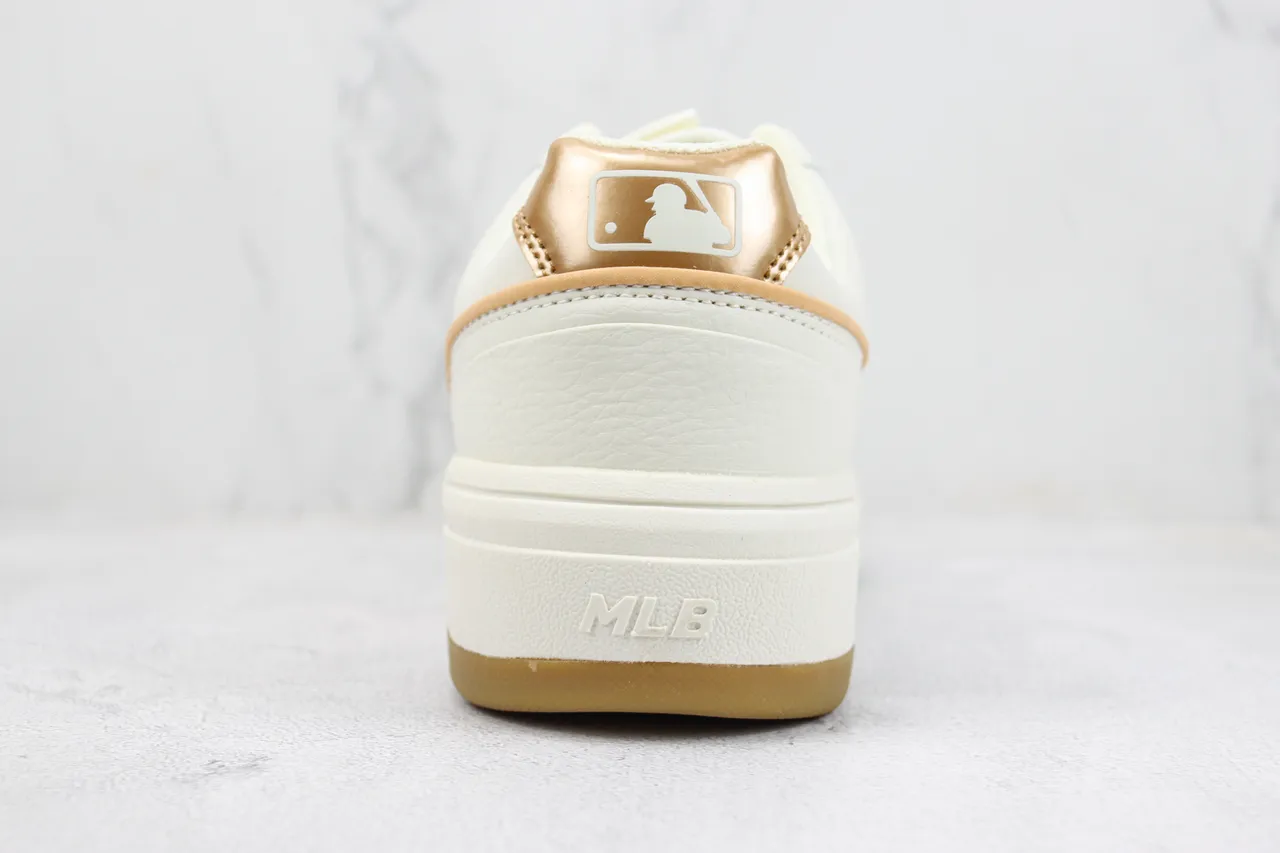 White and Gold Monogram Platform Chunky Sneakers 9