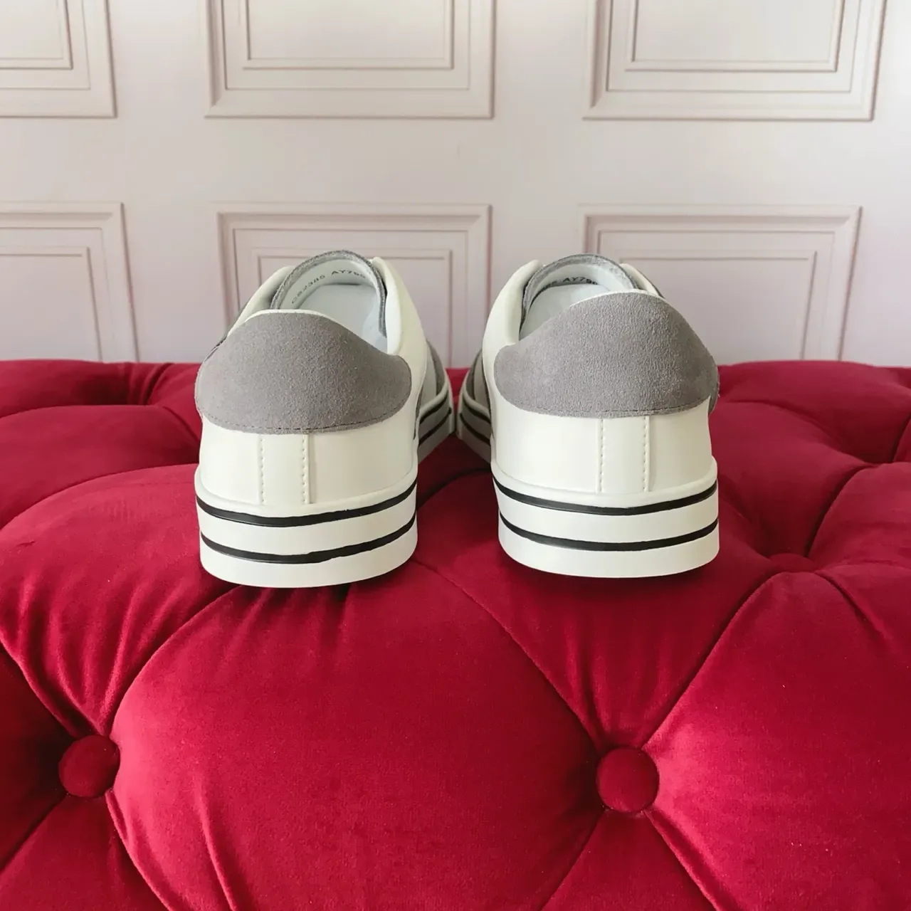 White and Gray Panelled Retro Low-Top Sneakers 2