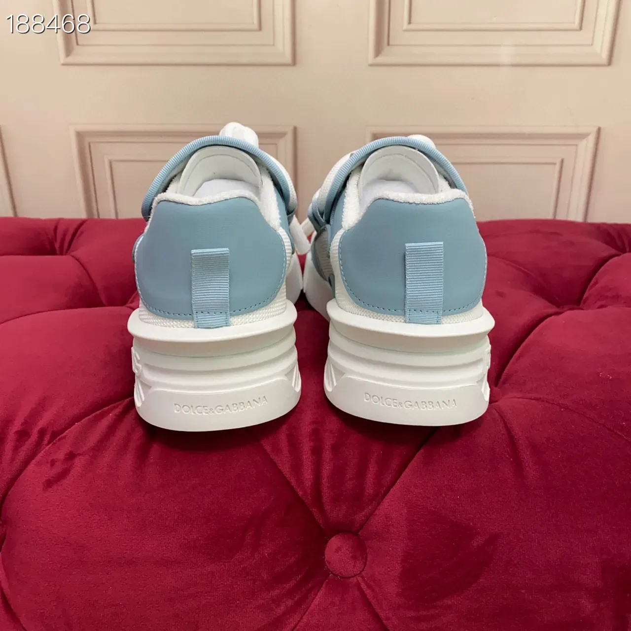 White and Light Blue Platform Lifestyle Sneakers 2