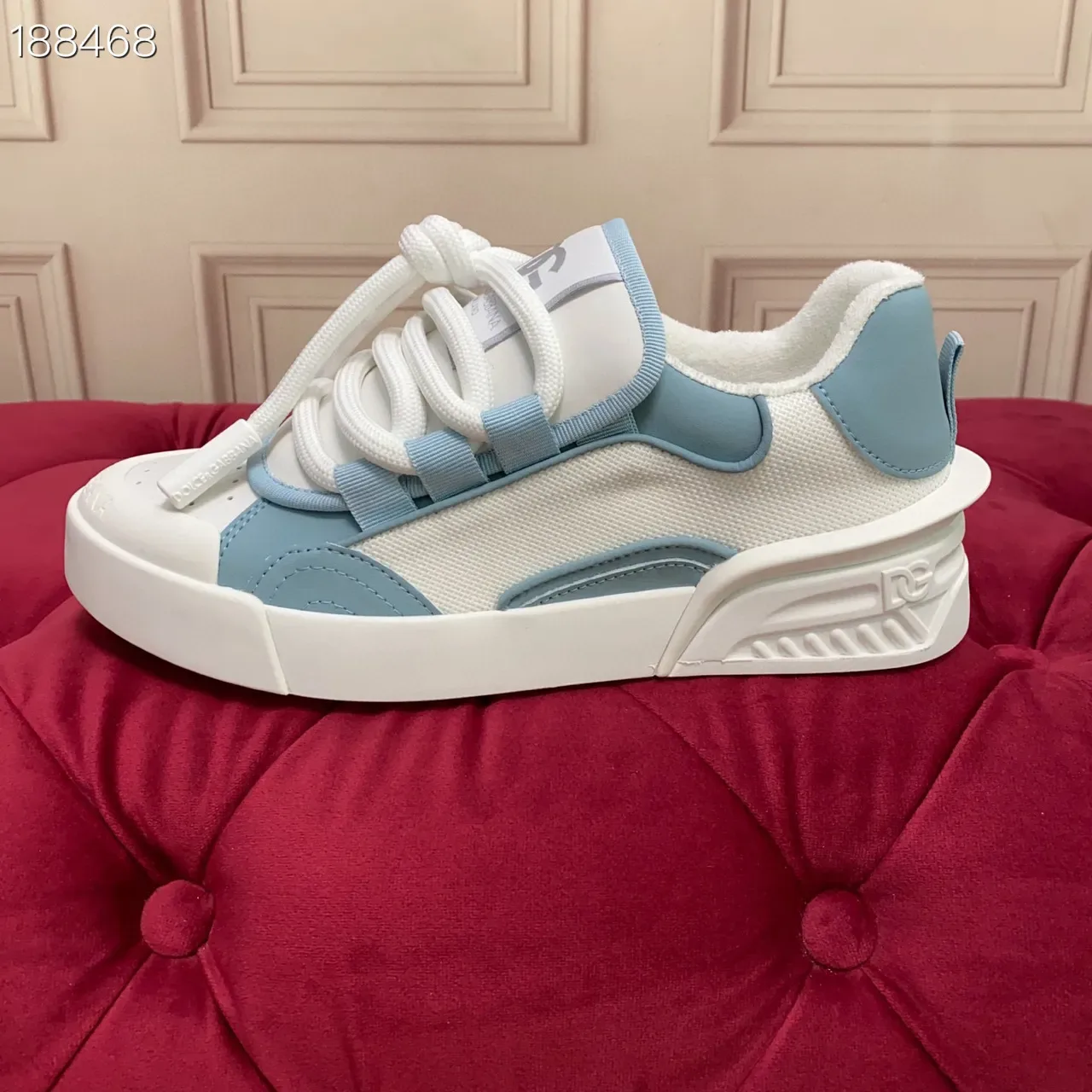 White and Light Blue Platform Lifestyle Sneakers 3