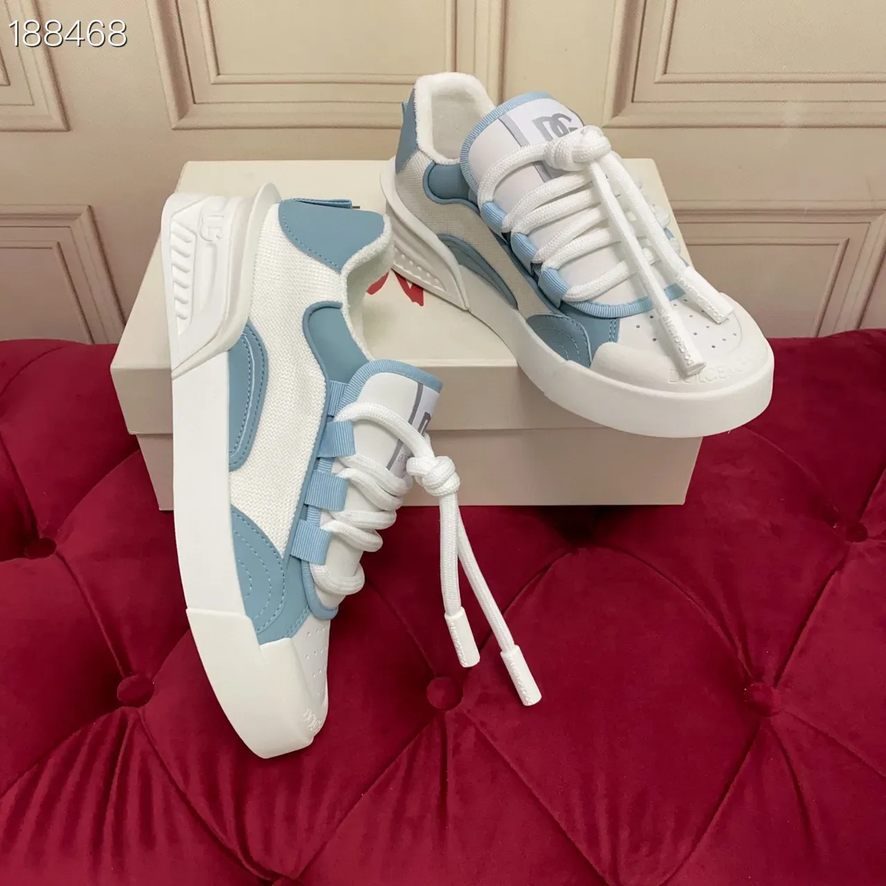 White and Light Blue Platform Lifestyle Sneakers 4