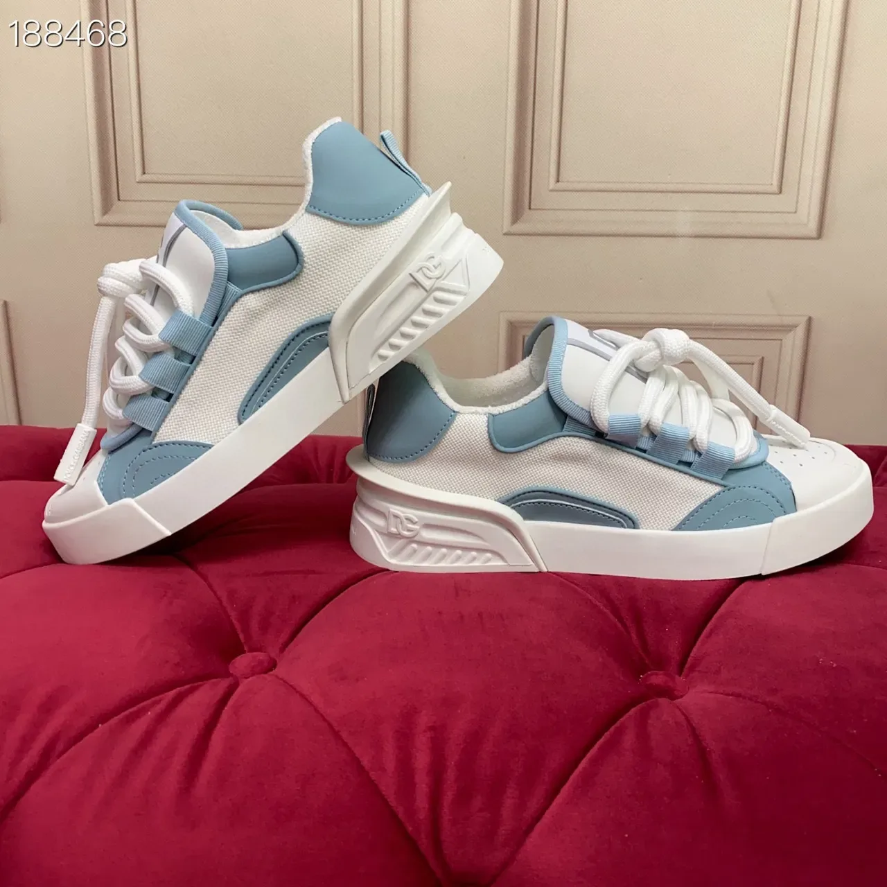 White and Light Blue Platform Lifestyle Sneakers 5