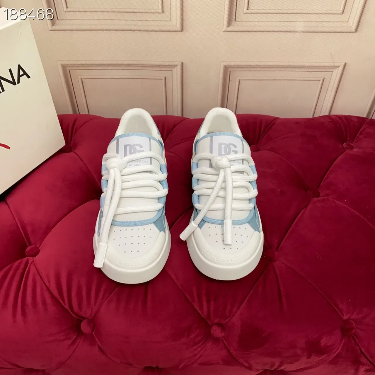 White and Light Blue Platform Lifestyle Sneakers 6
