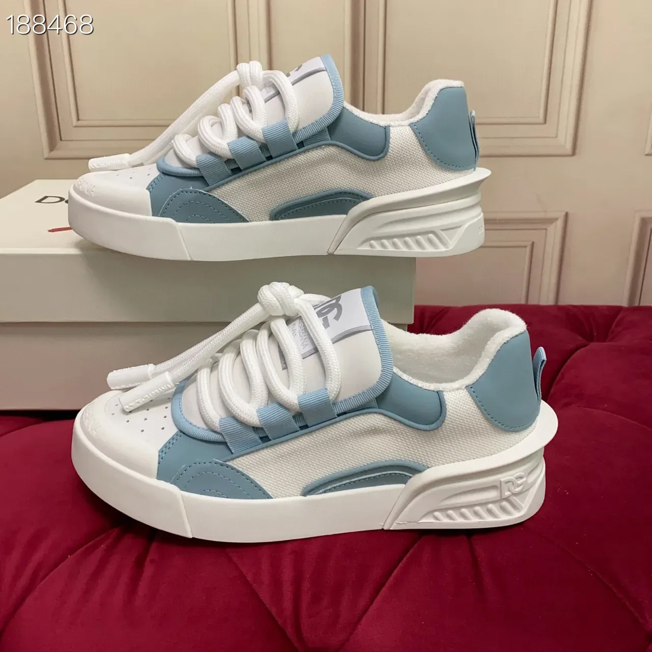 White and Light Blue Platform Lifestyle Sneakers 7