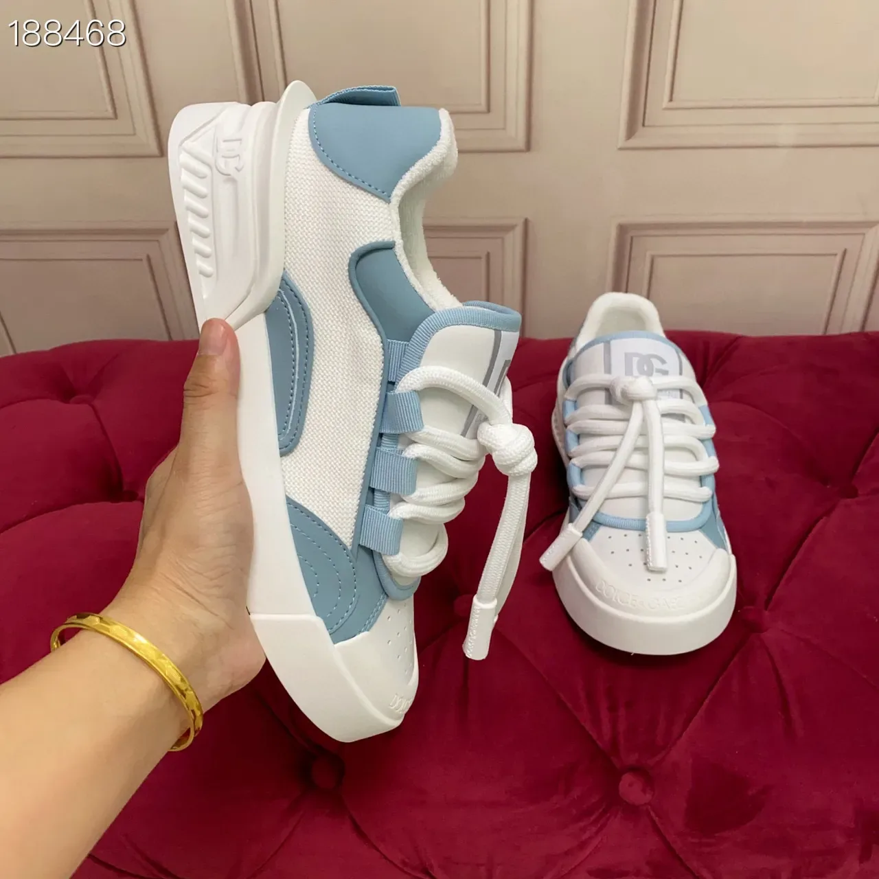 White and Light Blue Platform Lifestyle Sneakers 8