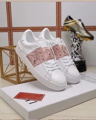 White and Pink Illustrated Strap Lifestyle Sneakers 5