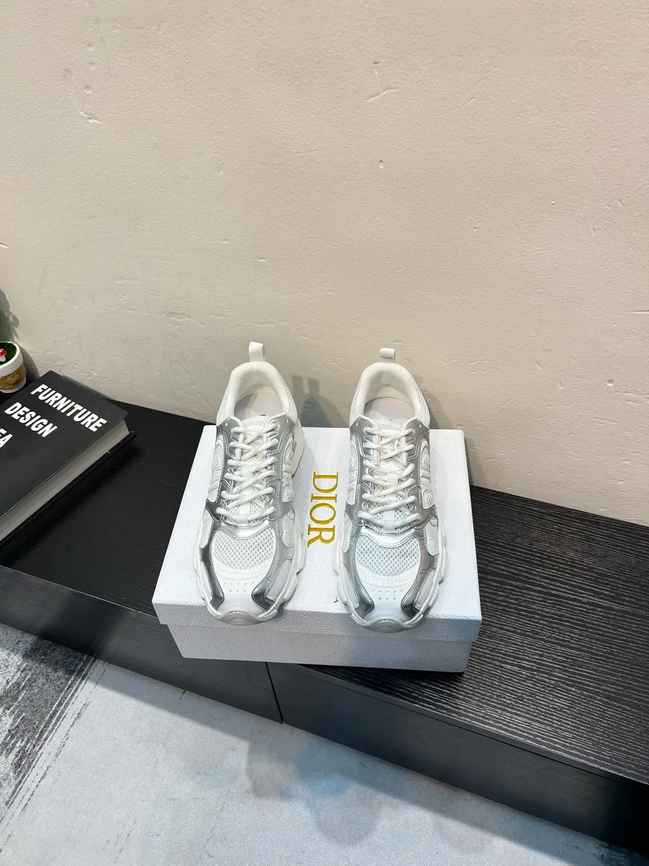 White and Silver Metallic Overlay Lifestyle Sneaker 2