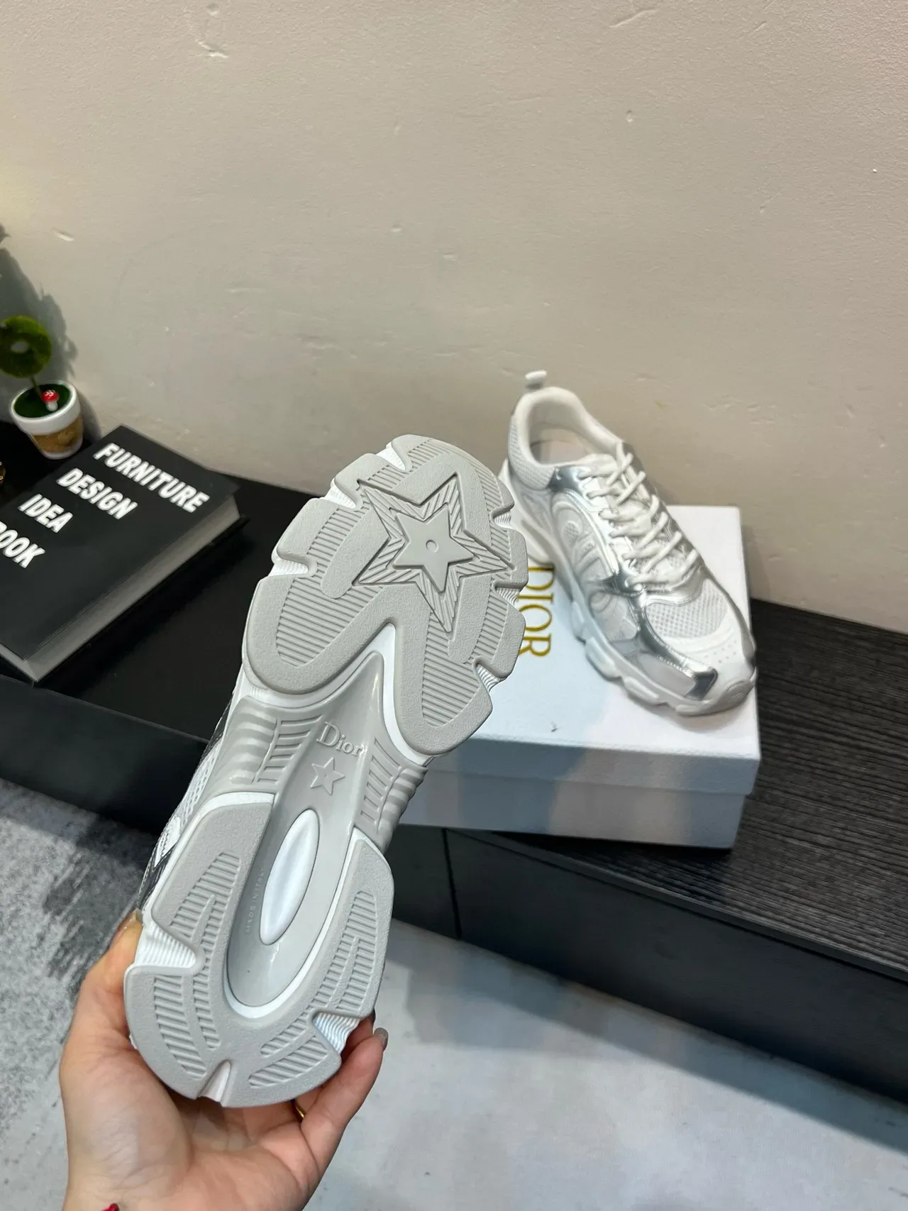 White and Silver Metallic Overlay Lifestyle Sneaker 8