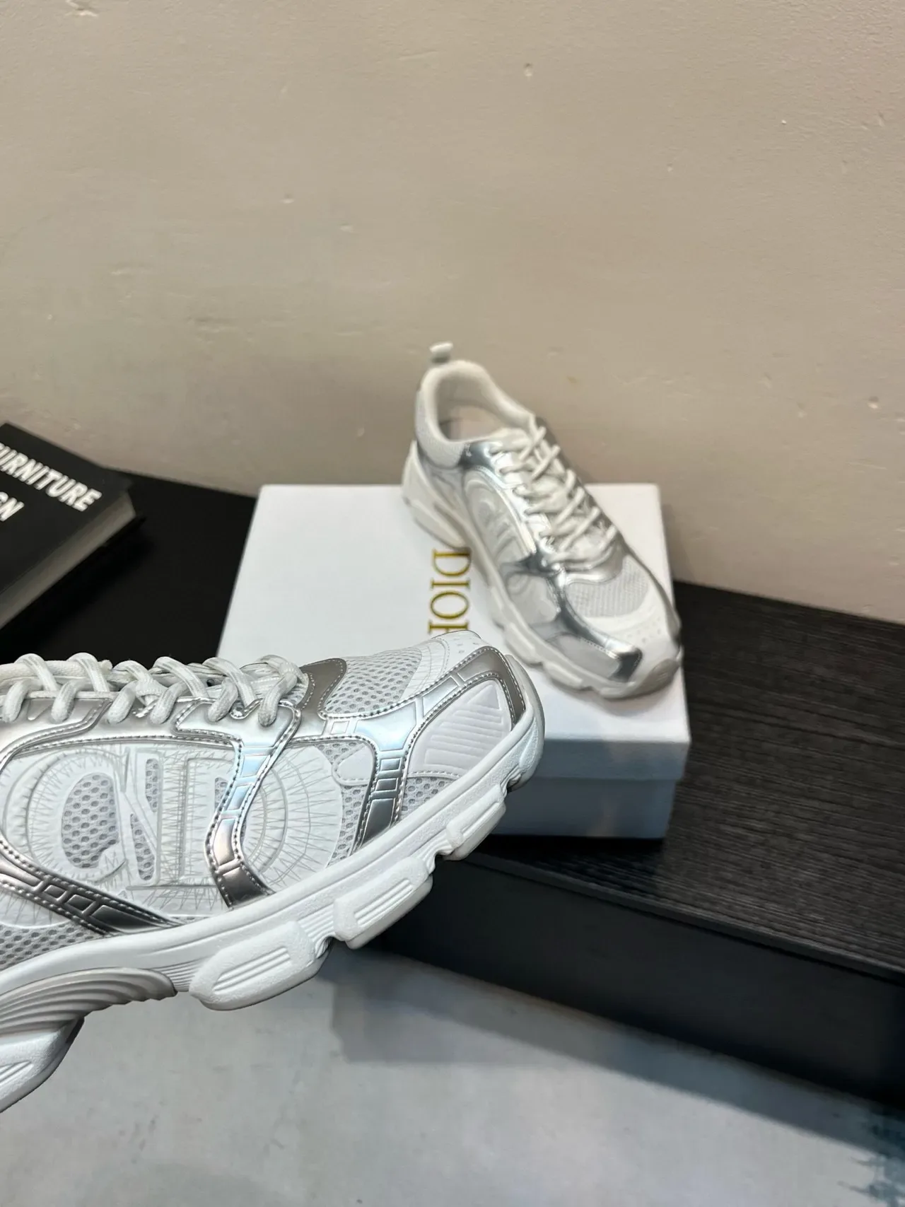White and Silver Metallic Overlay Lifestyle Sneaker 9