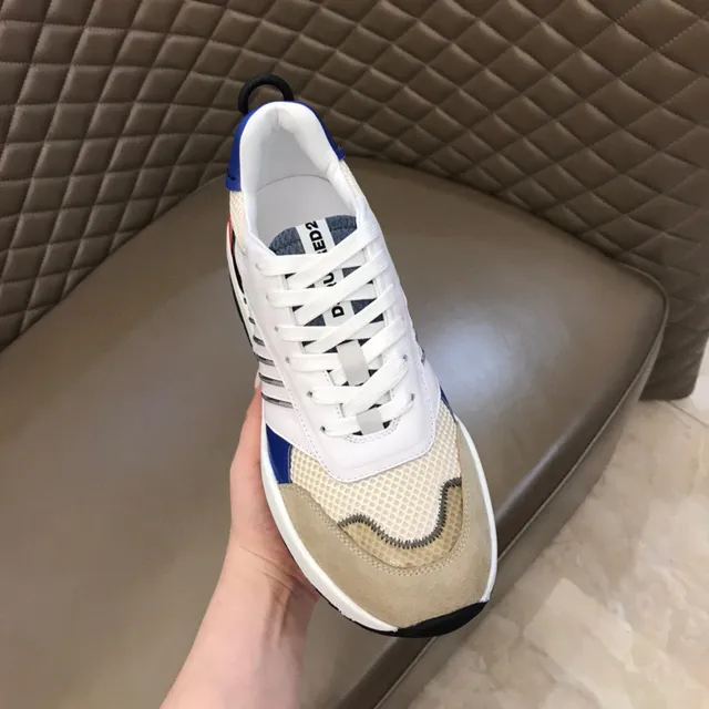 White Beige Blue Red Color-Blocked Chunky Sneaker 4