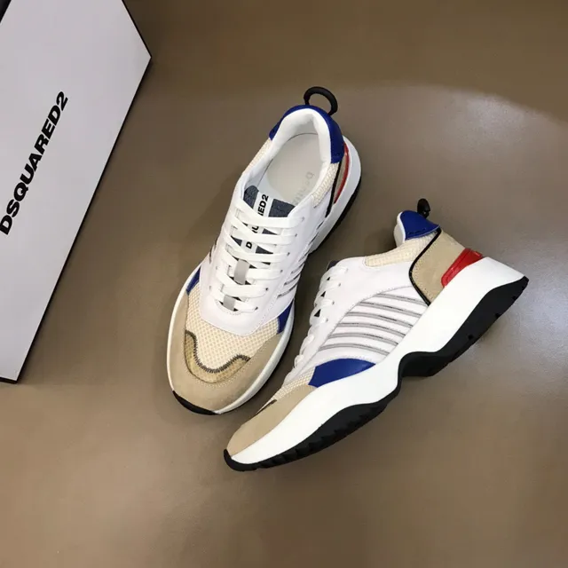 White Beige Blue Red Color-Blocked Chunky Sneaker 8