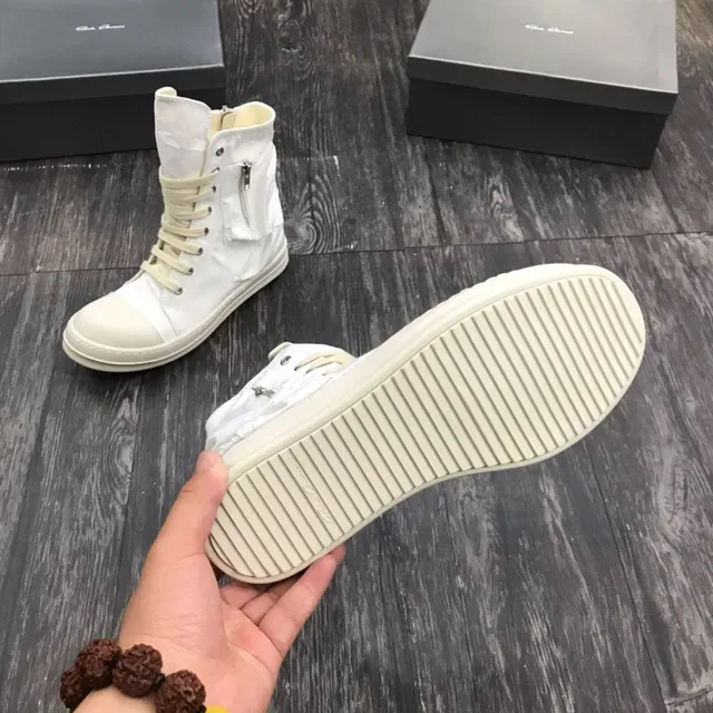 White Beige High-Top Zipper-Side Lifestyle Sneakers 2