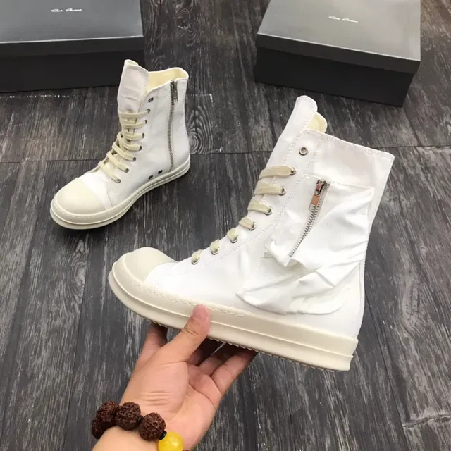 White Beige High-Top Zipper-Side Lifestyle Sneakers 4